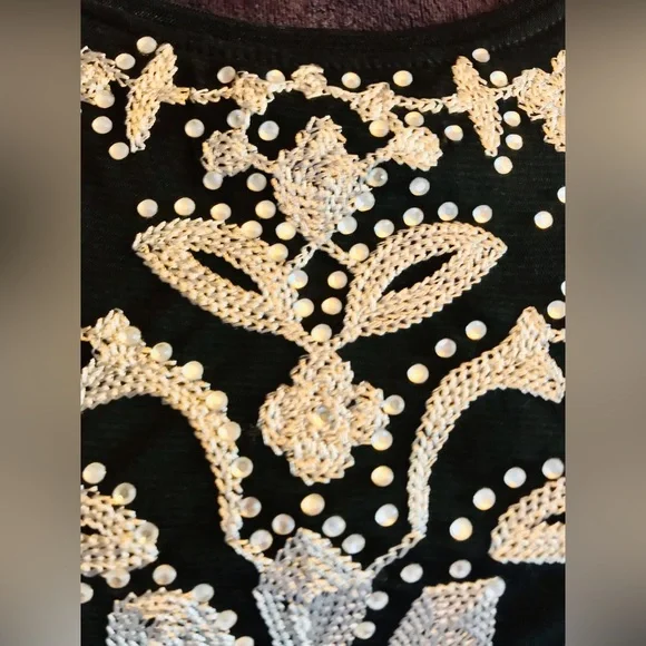 INC International Concepts Mesh Bohemian Jeweled Summer Flow & Go Blouse Body M - Picture 4 of 6